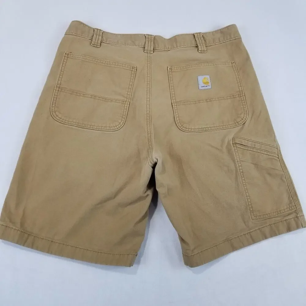 Carhartt Shorts Mens 36 Rugged Flex Relaxed Fit Canvas Work Khaki Tool BS2514-M